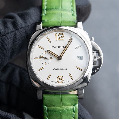 Panerai Luminor Due White Dial Steel Leather Automatic 38mm .